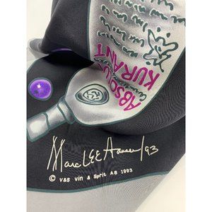 Marc Lee Hauser Absolut Vodka Kurant Hand Rolled Silk Scarf Black Purple 41.5”